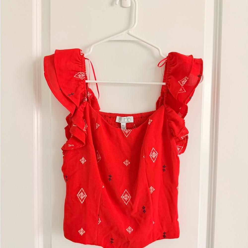 Sofia by Sofia Vergara Red Ruffle Blouse - image 1